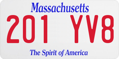 MA license plate 201YV8