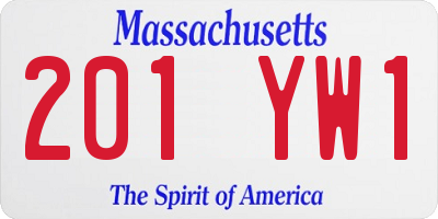 MA license plate 201YW1