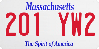 MA license plate 201YW2