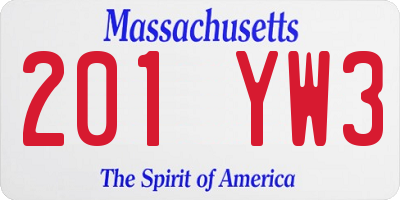 MA license plate 201YW3