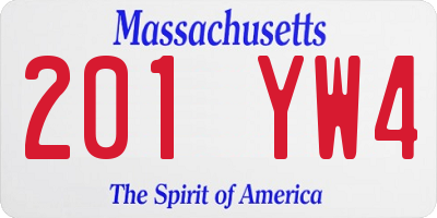 MA license plate 201YW4