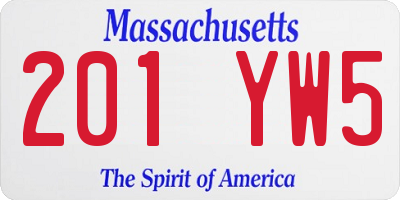 MA license plate 201YW5