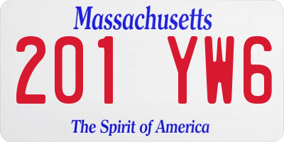 MA license plate 201YW6