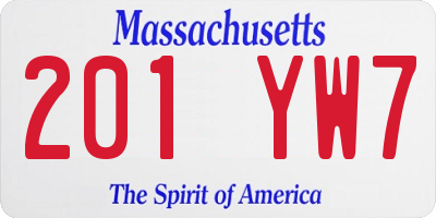 MA license plate 201YW7