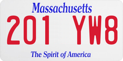 MA license plate 201YW8
