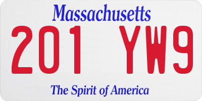 MA license plate 201YW9