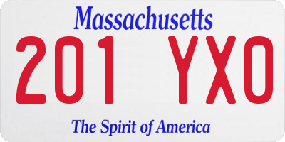 MA license plate 201YX0