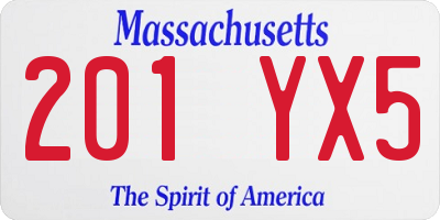 MA license plate 201YX5