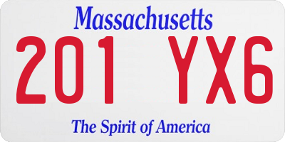 MA license plate 201YX6