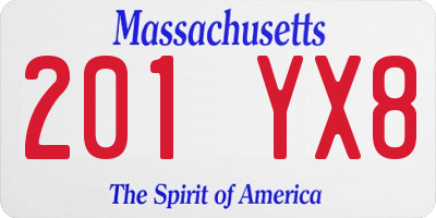 MA license plate 201YX8
