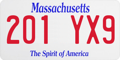 MA license plate 201YX9