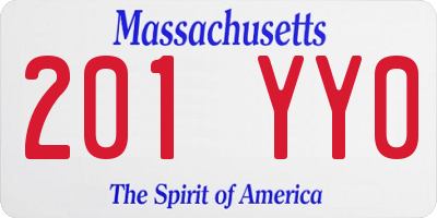 MA license plate 201YY0