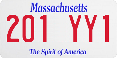 MA license plate 201YY1