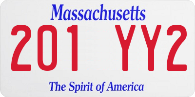 MA license plate 201YY2
