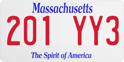 MA license plate 201YY3