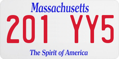 MA license plate 201YY5
