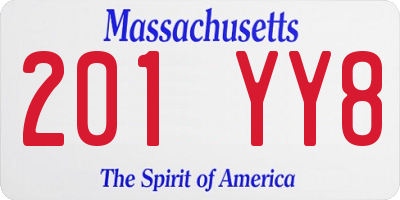 MA license plate 201YY8