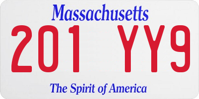 MA license plate 201YY9