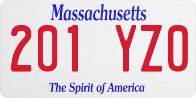 MA license plate 201YZ0