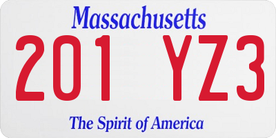 MA license plate 201YZ3