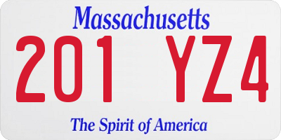 MA license plate 201YZ4