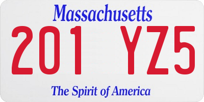 MA license plate 201YZ5