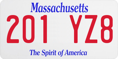 MA license plate 201YZ8