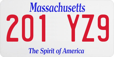 MA license plate 201YZ9