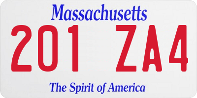 MA license plate 201ZA4