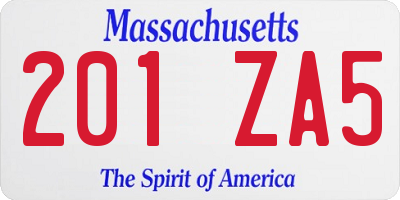 MA license plate 201ZA5