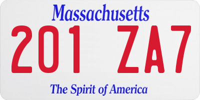 MA license plate 201ZA7