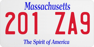 MA license plate 201ZA9