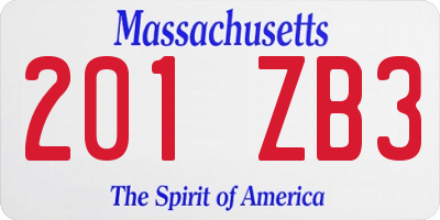 MA license plate 201ZB3