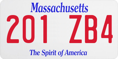 MA license plate 201ZB4