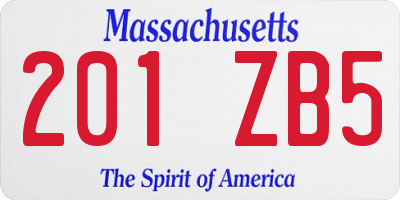 MA license plate 201ZB5