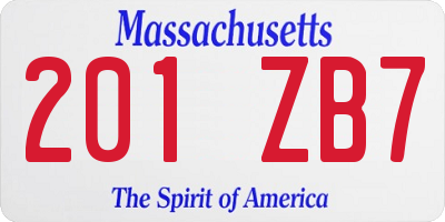 MA license plate 201ZB7