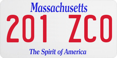 MA license plate 201ZC0