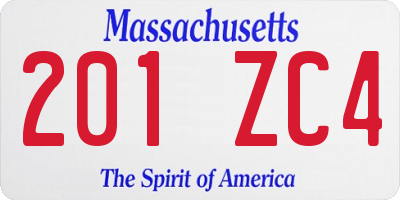 MA license plate 201ZC4