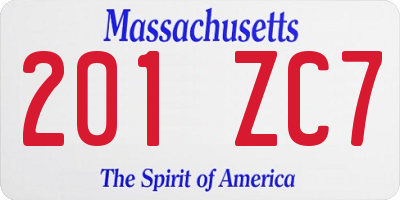 MA license plate 201ZC7