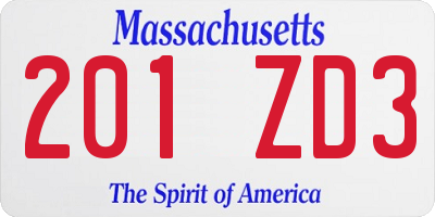 MA license plate 201ZD3