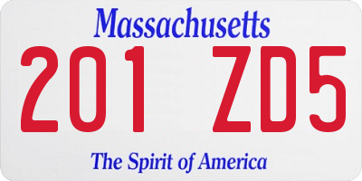 MA license plate 201ZD5