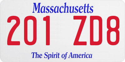 MA license plate 201ZD8