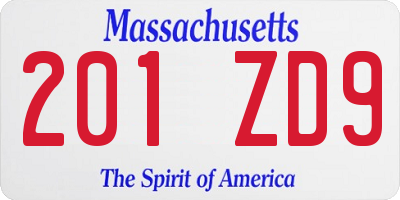 MA license plate 201ZD9