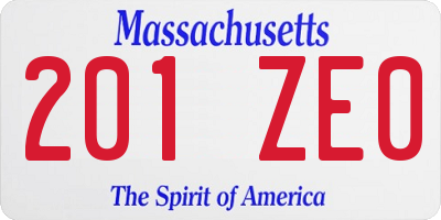 MA license plate 201ZE0
