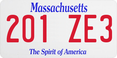 MA license plate 201ZE3