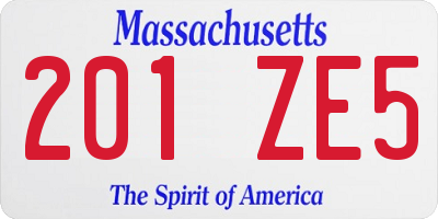 MA license plate 201ZE5