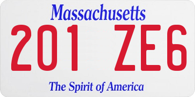 MA license plate 201ZE6