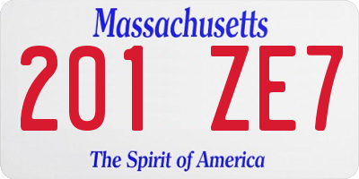 MA license plate 201ZE7