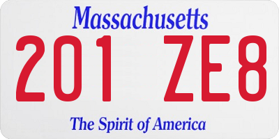 MA license plate 201ZE8