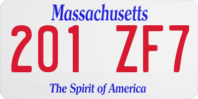 MA license plate 201ZF7